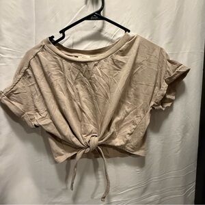 Chic Beige Knotted Short Sleeve Top